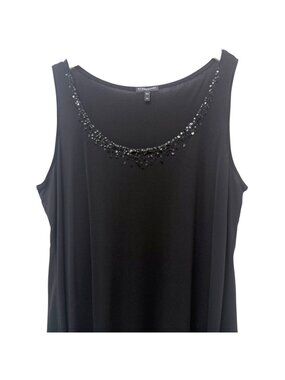 Eileen Fisher Sleeveless Top Plus Size 3X Black 100% Silk Knit Sequin Tank Party